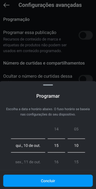 programar postagem instagram